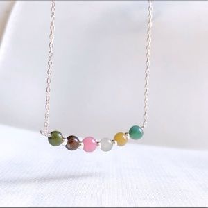 Sterling Silver Natural Tourmaline Bar Necklace